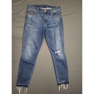 GAP True‎ Skinny Jeans Women Size 29 Distressed Frayed Ankle Medium Wash